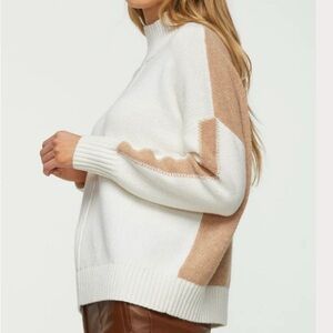Zacket and Plover Cream and Tan Turtleneck Colorblock Sweater